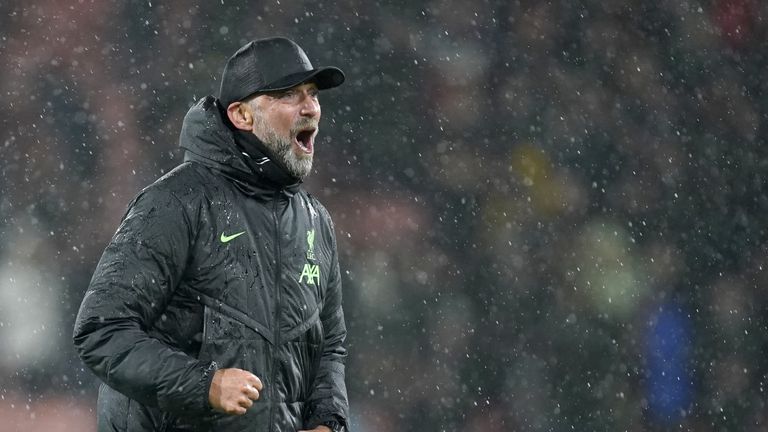 Liverpool Manager Jurgen Klopp celebrates following the Carabao Cup fourth round match. Darwin Nunez�s goal was worthy of winning any cup tie on a filthy night on the south coast. Gakpo opened the scoring with a scruffy close-range finish only for Justin Kluivert�s far-post header to level things up just past the hour. Nunez�s poor first touch was jeered by home fans but he made them pay by cutting in from the left touchline to whip a vicious shot over Andrei Radu. 