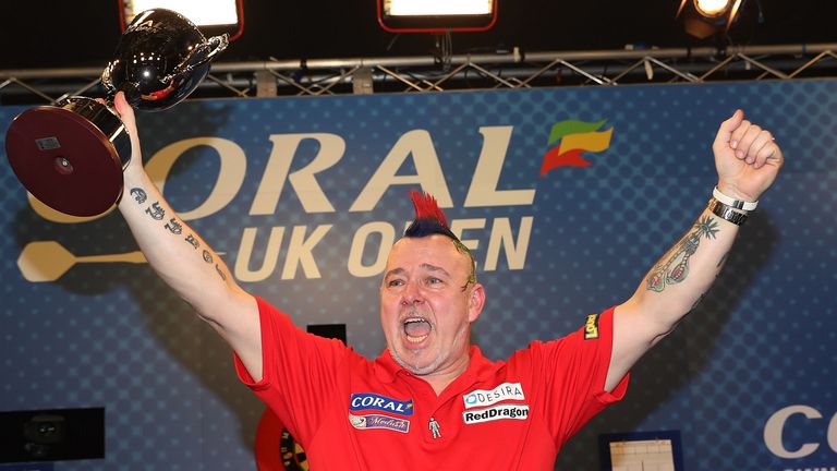 Peter Wright wins the UK Open in 2017 (Pic Lawrence Lustig)