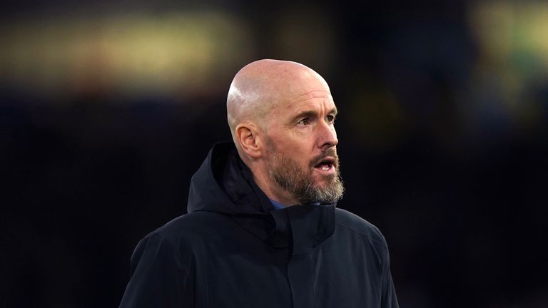 File photo dated 18-02-2024 of Erik ten Hag. Manchester United co-owner Sir Jim Ratcliffe wants to build the right structure around head coach Erik Ten Hag and said it is wrong that managers carried the can for the club's decade without a Premier League title. Issue date: Wednesday February 21, 2024.
